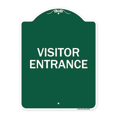 Signmission Designer Series Entrance Visitor Entrance, Green & White Aluminum Sign, 18" H, GW-1824-24093 A-DES-GW-1824-24093